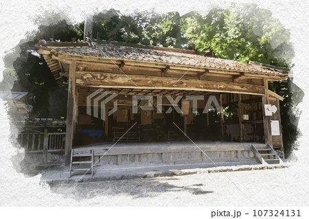 水彩画風 伊和神社 神楽殿 兵庫県宍粟市 水彩画風 伊和神社 神楽殿 兵庫県宍粟市 107324131