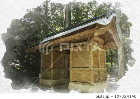 水彩画風 伊和神社 随身門 兵庫県宍粟市 水彩画風 伊和神社 随身門 兵庫県宍粟市 107324140
