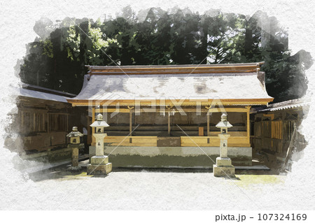 水彩画風 伊和神社 摂末社 兵庫県宍粟市 水彩画風 伊和神社 摂末社 兵庫県宍粟市 107324169
