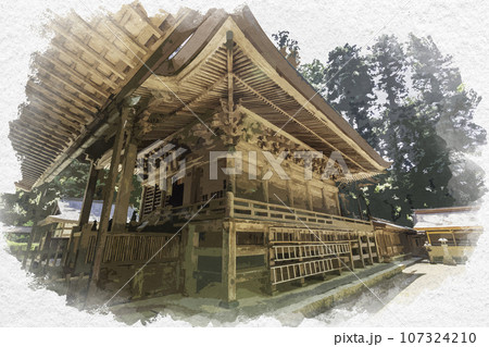 水彩画風 伊和神社 幣殿 兵庫県宍粟市 水彩画風 伊和神社 幣殿 兵庫県宍粟市 107324210