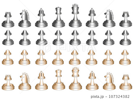 チェスの駒でキングの白いチェス 107324382