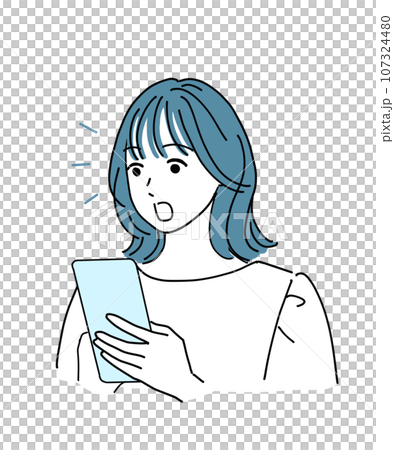 スマホを見てビックリする若い女性 スマホを見てビックリする若い女性 107324480