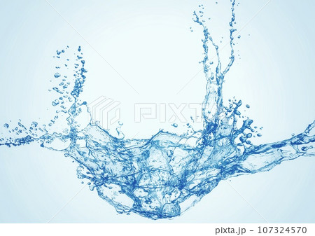 抽象的な青い波と水しぶき 107324570