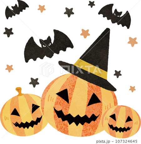 ハロウィン あしらい 飾り 10月 秋 かぼちゃ ジャックオランタン 手描き かわいい イラスト素材 ハロウィン あしらい 飾り 10月 秋 かぼちゃ ジャックオランタン 手描き かわいい イラスト素材 107324645