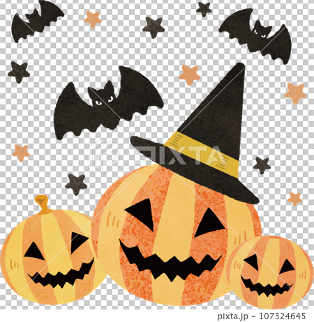 ハロウィン あしらい 飾り 10月 秋 かぼちゃ ジャックオランタン 手描き かわいい イラスト素材 ハロウィン あしらい 飾り 10月 秋 かぼちゃ ジャックオランタン 手描き かわいい イラスト素材 107324645