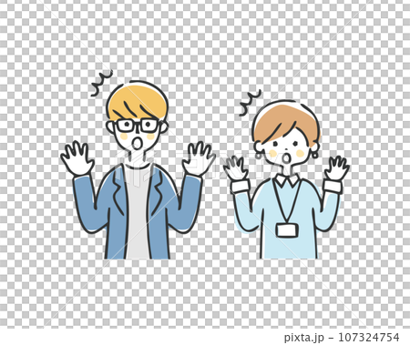 驚くビジネスパーソンのイラスト 驚くビジネスパーソンのイラスト 107324754