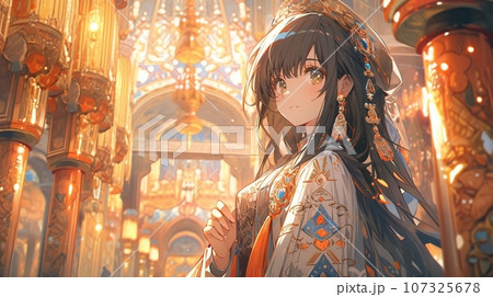 ［AI生成画像］寺院の美少女2 107325678