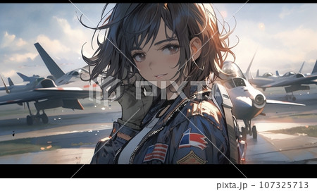 ［AI生成画像］戦闘機の女性パイロット7 107325713