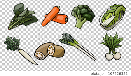 ポップな冬の野菜のイラスト素材 107326321