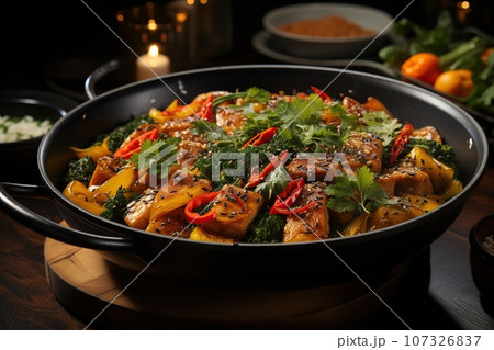Experience the enticing flavors of Thai-style turmeric pork stir-fry Experience the enticing flavors of Thai-style turmeric pork stir-fry 107326837