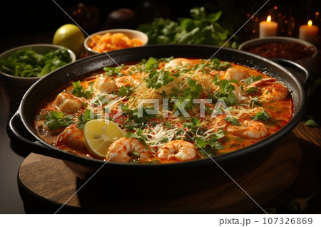 Tom Yum Goong: Indulge in the tantalizing flavors of this spicy Tom Yum Goong: Indulge in the tantalizing flavors of this spicy 107326869
