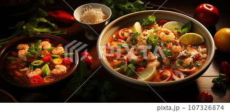 Tom Yum Goong: Indulge in the tantalizing flavors of this spicy Tom Yum Goong: Indulge in the tantalizing flavors of this spicy 107326874
