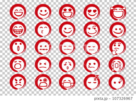 A set of emoji, emoticons, and facial expression mark icons in a circle A set of emoji, emoticons, and facial expression mark icons in a circle 107326967