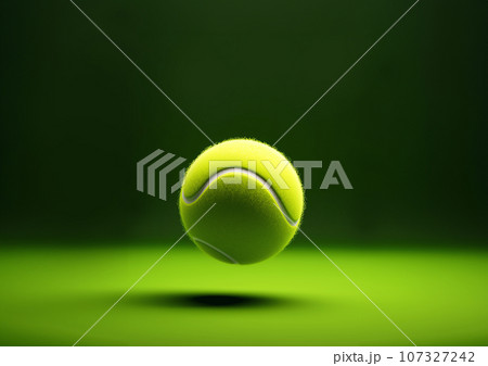 宙に浮いている硬式テニスボール-V2 107327242
