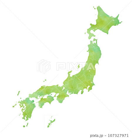 水彩風の日本地図（県境あり）のイラスト 107327971