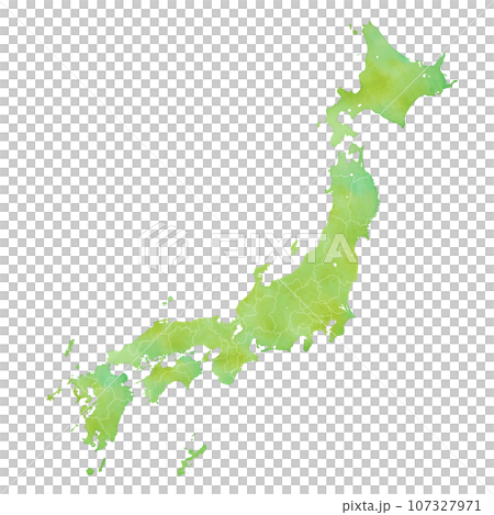 水彩風の日本地図（県境あり）のイラスト 107327971