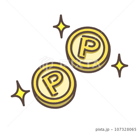 ポイントをイメージしたコインのイラスト ポイントをイメージしたコインのイラスト 107328065