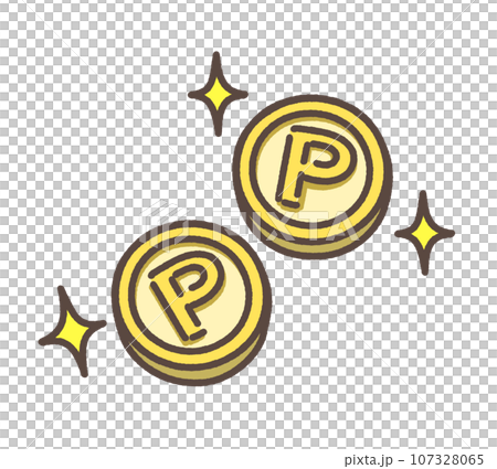 ポイントをイメージしたコインのイラスト ポイントをイメージしたコインのイラスト 107328065