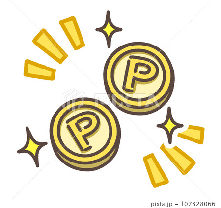 ポイントをイメージしたコインのイラスト ポイントをイメージしたコインのイラスト 107328066
