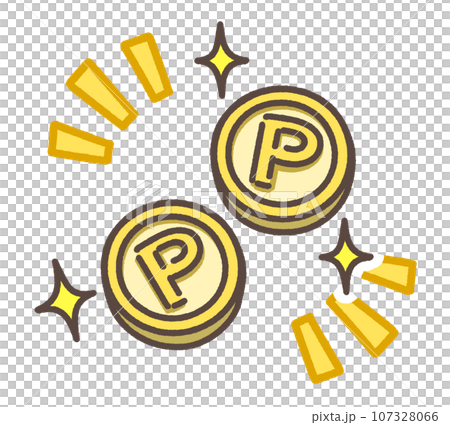 ポイントをイメージしたコインのイラスト ポイントをイメージしたコインのイラスト 107328066