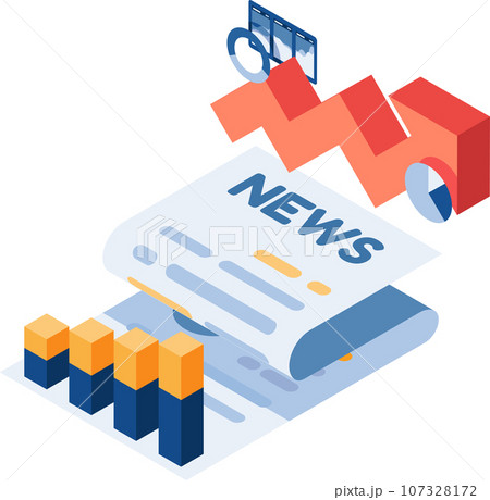 Isometric Economic Newspapers with Financial Chart 107328172