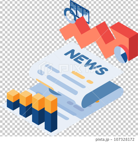 Isometric Economic Newspapers with Financial Chart 107328172