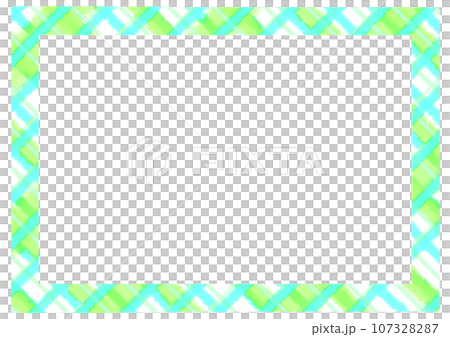 Crayon postcard green check pattern frame material Crayon postcard green check pattern frame material 107328287