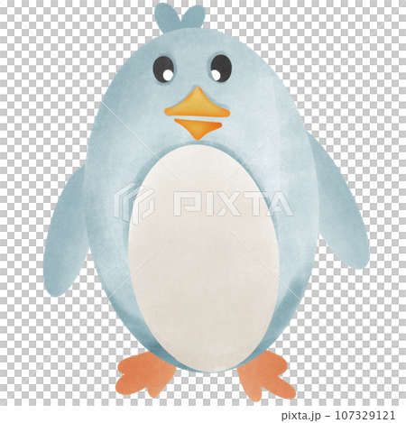 Cute blue penguin cartoon drawing on the iceberg 107329121