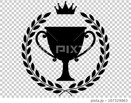 black trophy and laurel frame black trophy and laurel frame 107329863