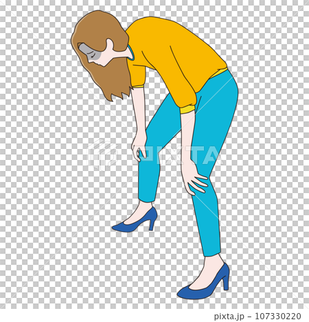 A woman kneeling down is painful 107330220