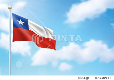 Waving flag of Chile on sky background. Template for independence Waving flag of Chile on sky background. Template for independence 107330941