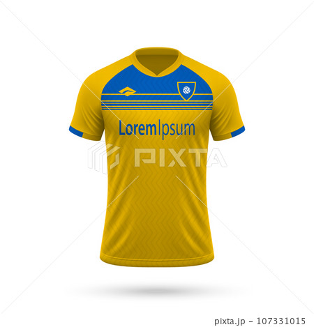 3d realistic soccer jersey in Frosinone style, shirt template football kit 2023 107331015