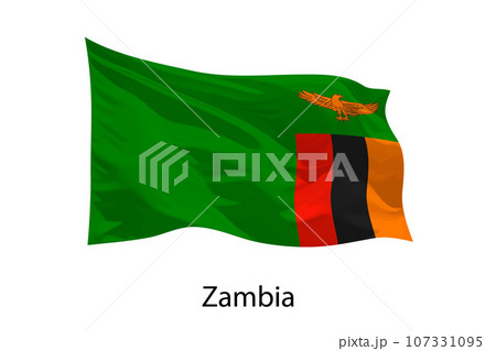 3d realistic Waving flag of Zambia Isolatedのイラスト素材 [107331095] - PIXTA