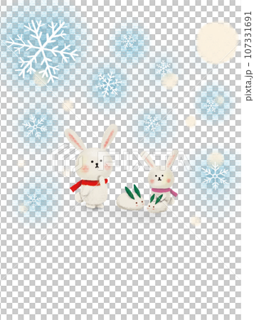 冬天兔子的手繪插圖 107331691