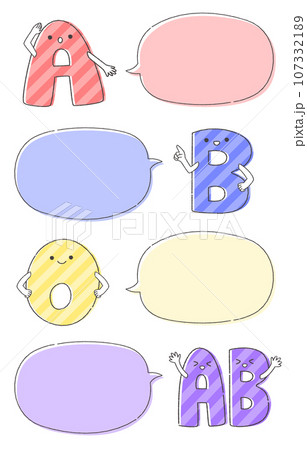 血液型の吹き出しのイラスト 血液型の吹き出しのイラスト 107332189