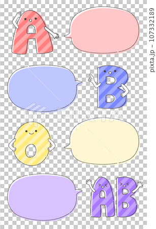 血液型の吹き出しのイラスト 血液型の吹き出しのイラスト 107332189