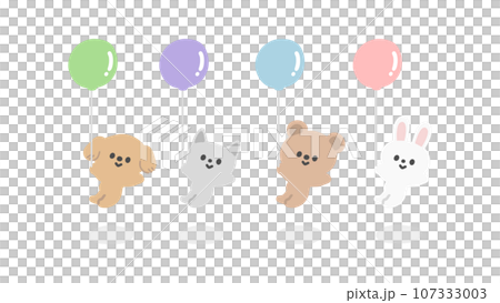 漂浮在氣球上的動物插圖 107333003