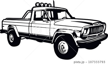 Classic Truck 90s, Muscle car, Classic car, Stencil, Silhouette, Vector Clip Art - Truck 4x4 Off Road - Off-road car for tshirt and emblem Classic Truck 90s, Muscle car, Classic car, Stencil, Silhouette, Vector Clip Art - Truck 4x4 Off Road - Off-road car for tshirt and emblem 107333793