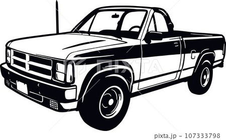 Classic Truck 90s, Muscle car, Classic car, Stencil, Silhouette, Vector Clip Art - Truck 4x4 Off Road - Off-road car for tshirt and emblem 107333798