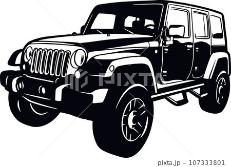Classic Truck 70s, Muscle car, Classic car, Stencil, Silhouette, Vector Clip Art - Truck 4x4 Off Road - Off-road car for tshirt and emblem 107333801