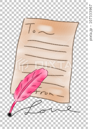 便箋と羽で描いたlove 107333967