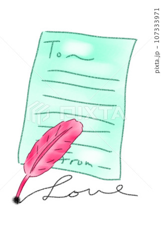 便箋と羽で描いたlove 107333971