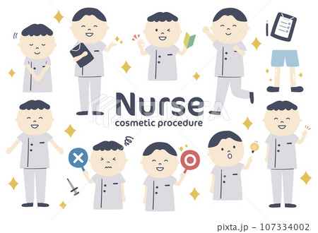 美容医療看護師のイラストセット 美容医療看護師のイラストセット 107334002