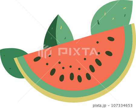 Hand Drawn watermelon cut in half in flat style Hand Drawn watermelon cut in half in flat style 107334653