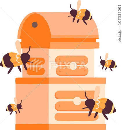 Hand Drawn Beekeeping box or bee house in flat style 107335001