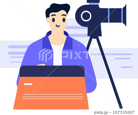 Hand Drawn male reporter character in flat style Hand Drawn male reporter character in flat style 107335007