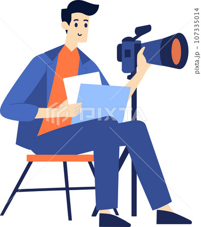 Hand Drawn male reporter character in flat style 107335014