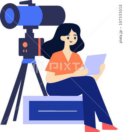 Hand Drawn female reporter character in flat style 107335018