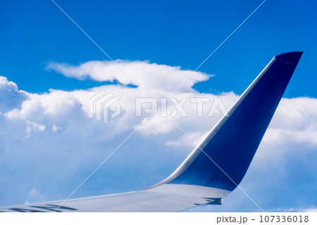 積乱雲　雲　空撮　飛行機　夕陽　夕方　午後　航空機　フライト　旅行　観光　インバウンド 107336018