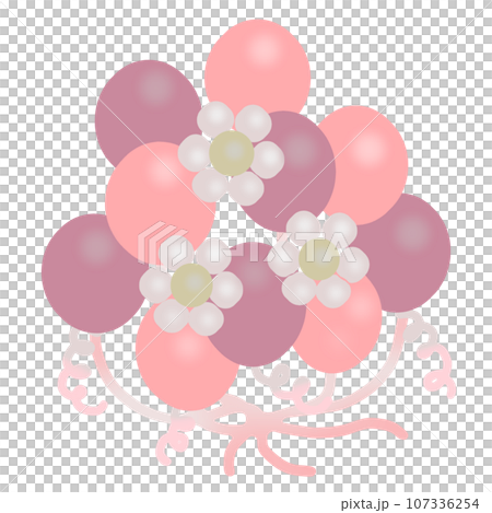 許多粉紅色和紫色氣球的插圖 許多粉紅色和紫色氣球的插圖 107336254